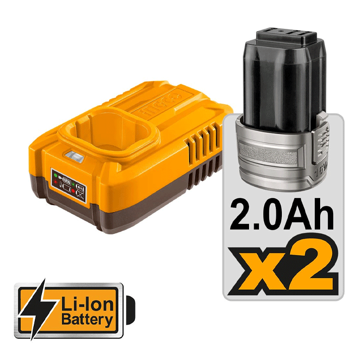 COMPACT BRUSHLESS CORDLESS DRILL 16V SET INGCO