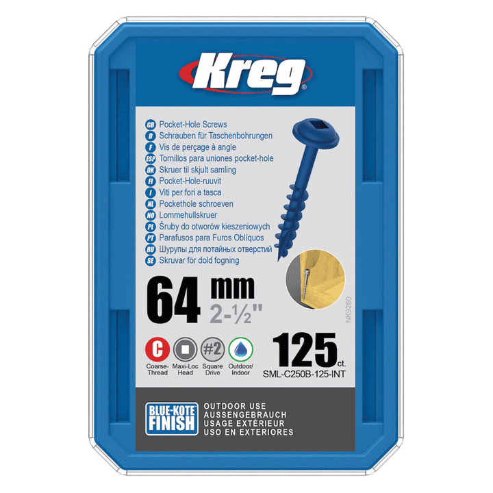 ΒΙΔΕΣ ΓΙΑ ΤΡΥΠΑ ΤΣΕΠΗΣ 64MM ΜΠΛΕ KOTE MAXI LOC ΧΟΝΔΡΟΥ ΣΠΕΙΡΩΜΑΤΟΣ KREG 125ΤΕΜ.