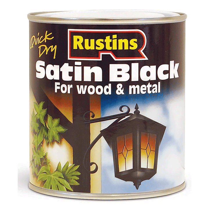 PAINT FOR WOOD & METAL SATIN BLACK 1L RUSTINS