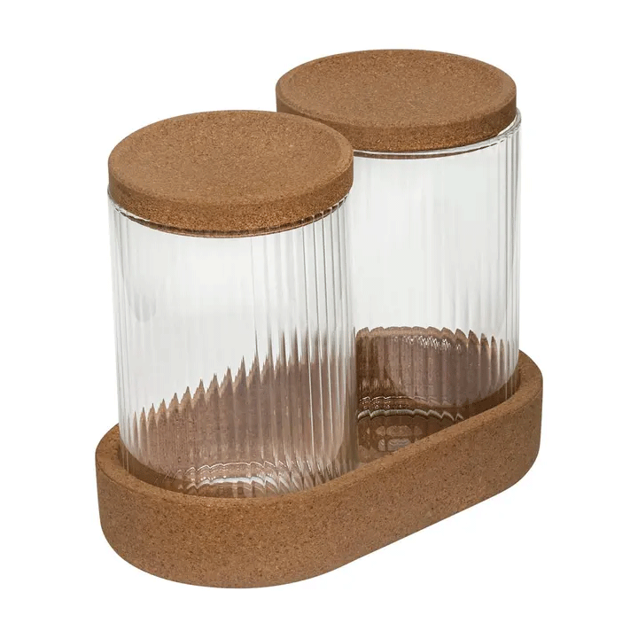 SET OF 2 CORK TRAY ORGANIZERS LONG 17CM GLASS