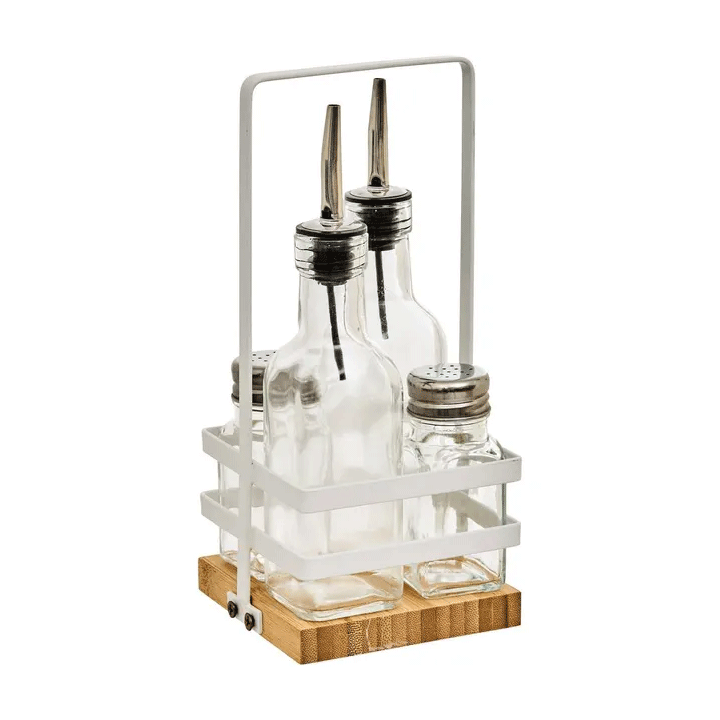 SET OF 2 OIL&VINEGAR BOTTLES AND 2 SALT&PEPPER JARS