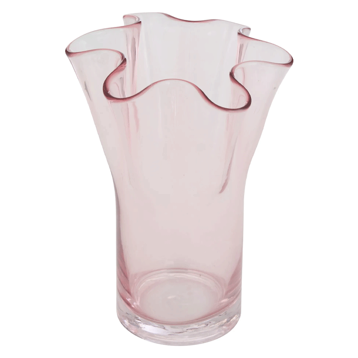 ΓΥΑΛΙΝΟ ΒΑΖΟ ROSE FLOWER ΜΕ ΚΥΜΑΤΙΣΤΟ ΣΧΕΔΙΟ Υ23,5 CM