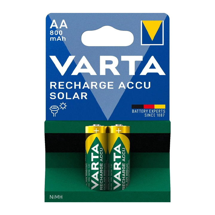 ΣΕΤ 2 ΕΠΑΝΑΦΟΡΤΙΖΟΜΕΝΩΝ ΜΠΑΤΑΡΙΩΝ VARTA SOLAR AA 800 MAH