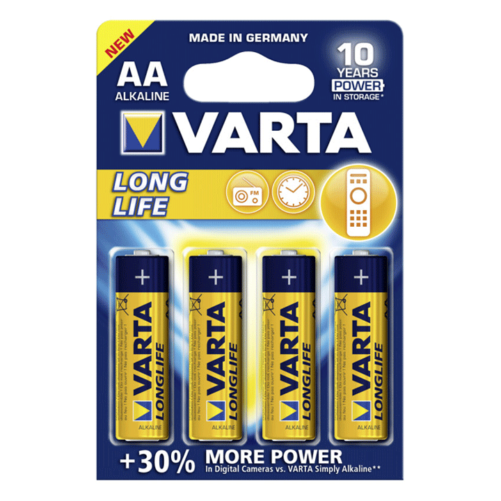 ΣΕΤ 4 ΑΛΚΑΛΙΚΩΝ ΜΠΑΤΑΡΙΩΝ VARTA EXTRA AA (LR6)