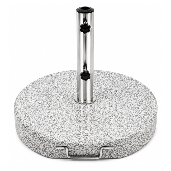 PARASOL GRANITE BASE 50KG WITH 2 WHEELS & S/STEEL TUBE