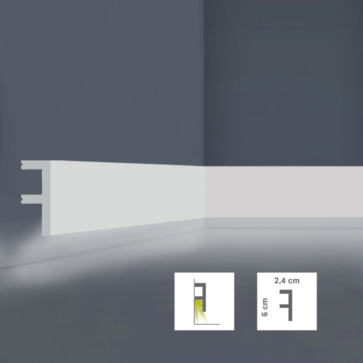 LUXSTYL POLYSTYRENE LED SKIRTING/MOULDING L6024 200CM