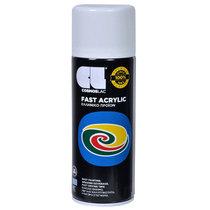SPRAY FAST ACRYLIC WHITE GLOSS RAL9010 400ML COSMOSLAC