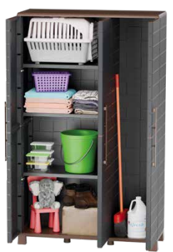 FULL HEIGHT CABINET ANTHRACITE/BROWN POLYPROPYLENE W/3 DOORS 102X37X169CM