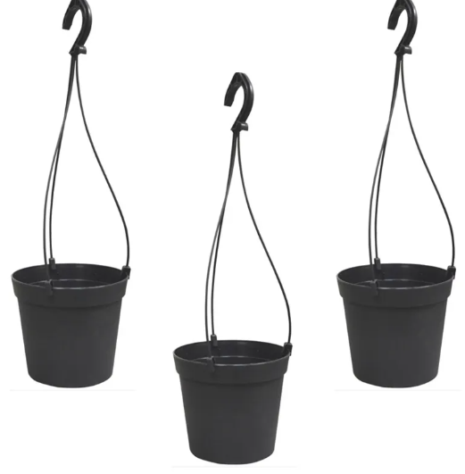 HANGING 3 CYLINDER POTS WITH HOOKS Ø16CM ANTHRACITE