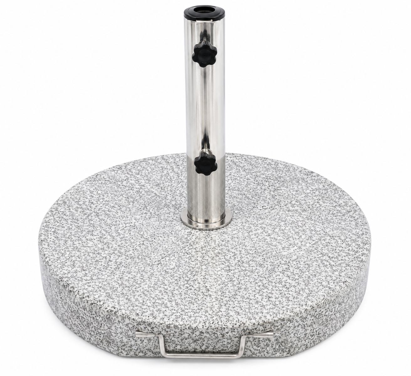 GRANITE UMBRELLA BASE 35KG WITH 2 WHEELS & STEEL STEEL TUBE