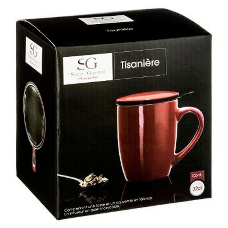 MUG W/ FILTER + LID RED 32CL