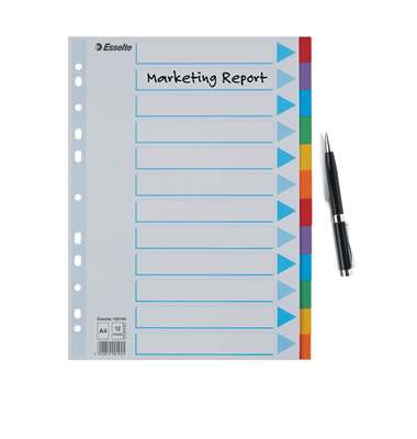 CARDBOARD DIVIDERS A4 12-TABS-MCL