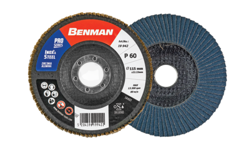 PROFESSIONAL SERIES ZIRCONIA FLAP DISC DEPRESSED 115X80MM BENMAN