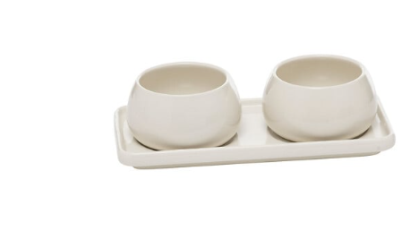 NORA APPETIZER SET 3PCS RECTANGULAR WHITE CERAMIC TRAY