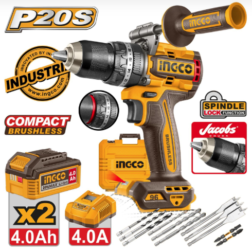 BRUSHLESS CORDLESS IMPACT DRILL 96NM SET INGCO