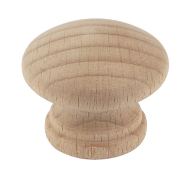 CABINET KNOB BEECH UNVARNISHED 35MM