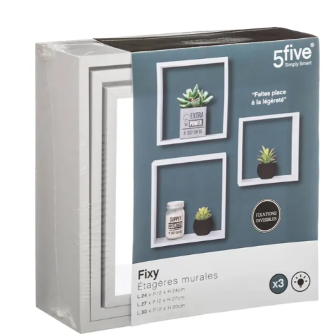 WALL SHELF CUBE WHITE L X3