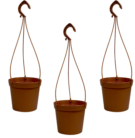 HANGING 3 CYLINDER POTS WITH HOOKS Ø16CM TERRACOTTA