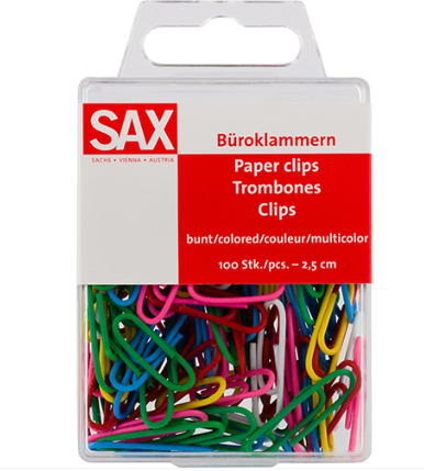 COLORED PAPER CLIPS 25MM P-125 ASS