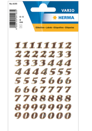HERMA NUMBERS BLACK/GOLD 8MM 4193