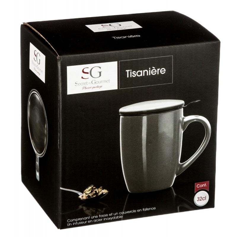 MUG W/ FILTER + LID GREY 32CL