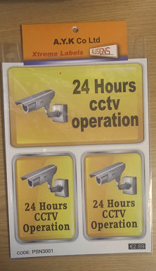 SIGN "24HOURS" CCTV 14X20