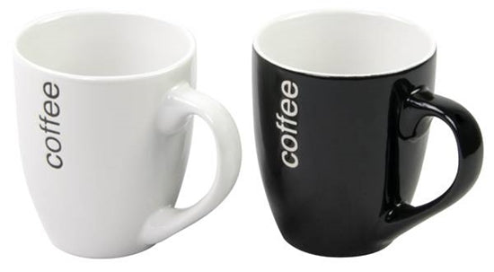 MUG 350ML D9X10,5X5,5CM 72 0,95 2ASS CLR BLACK/WHITE STONEWARE