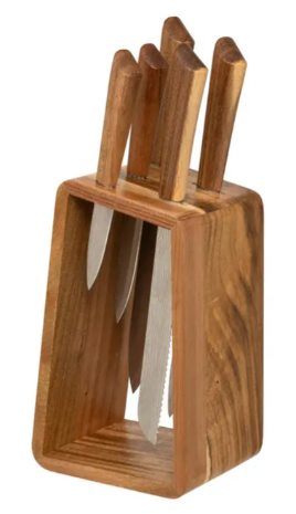 5 KNIVES BLOCK ACACIA