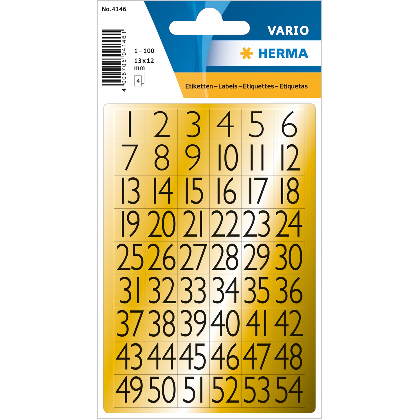 HERMA NUMBERS 13X12MM GOLD FOIL 4146