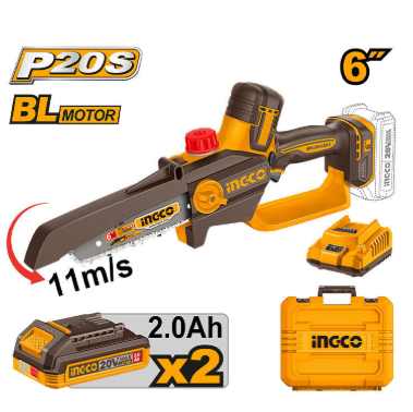 CORDLESS PRUNER SAW 6" BL SET 2X2AH 20V INGCO