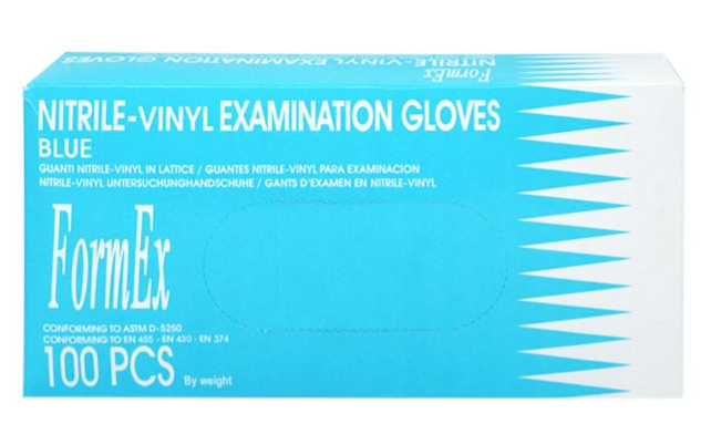 NITRILE-VINYL DISPOSABLE GLOVES BLUE X-LARGE