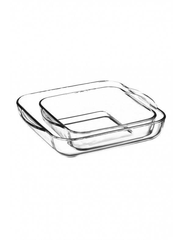 GLASS SQUARE DISH X2
