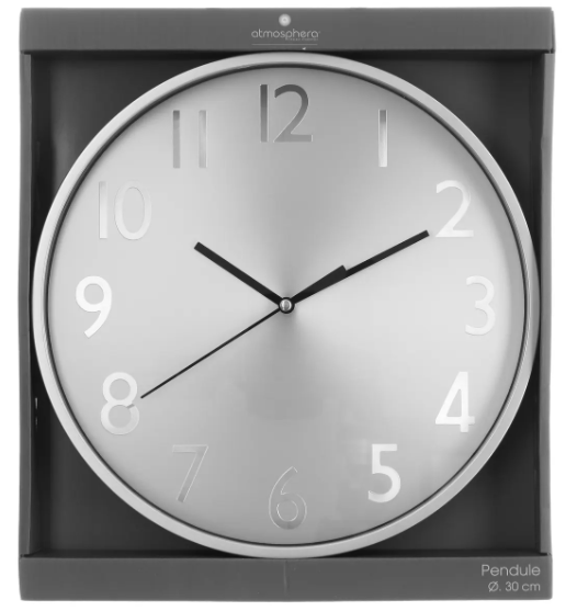 SILV PLAST/MET CLOCK ANAE D30