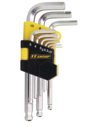 LONG HEX KEY WITH BALL-END 7,5-19.5CM SET 9PCS FF GROUP