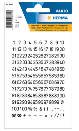 HERMA NUMBERS 1-100 5M TRANS. FI 4155