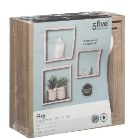 WALL SHELF CUBE OAK NAT LX3