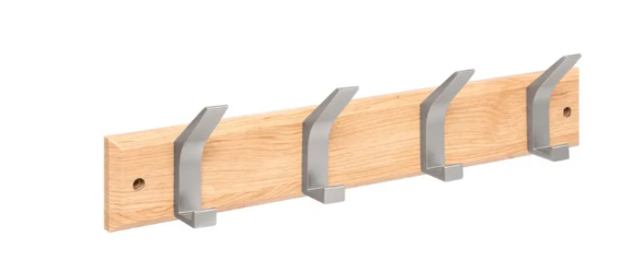 WOOD EFFECT AND SILVER 4BAR HOOK ZINY