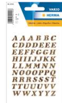 HERMA LETTERS BLACK/GOLD 8MM 4192