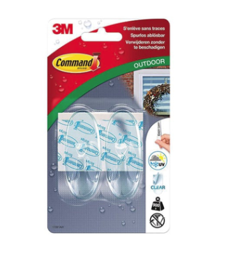 3M COMMAND WATER RESISTANT MEDIUM HOOKS 2PCS 900GR CLEAR
