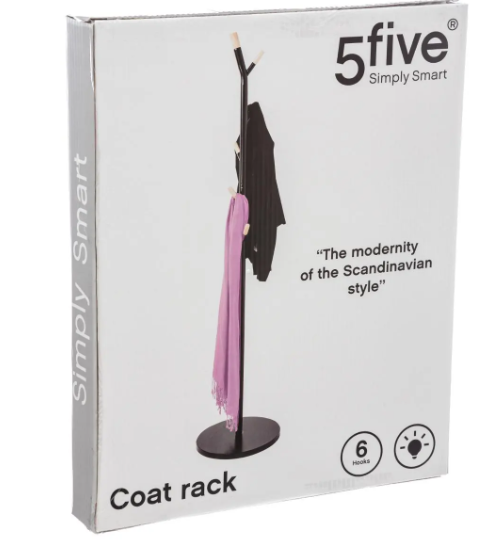 BLACK METAL COAT HANGER 6 HOOKS