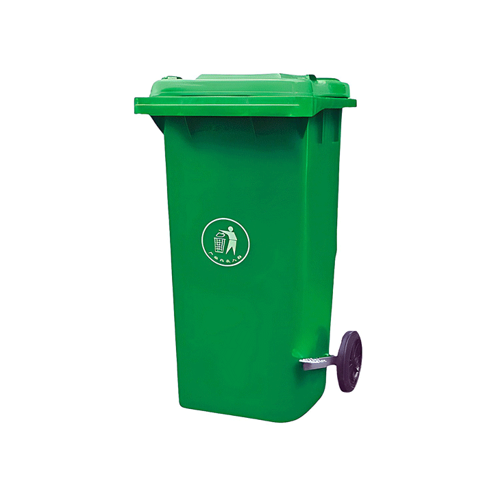 RECYCLE PLASTIC DUSTBIN GREEN 120L PEDAL