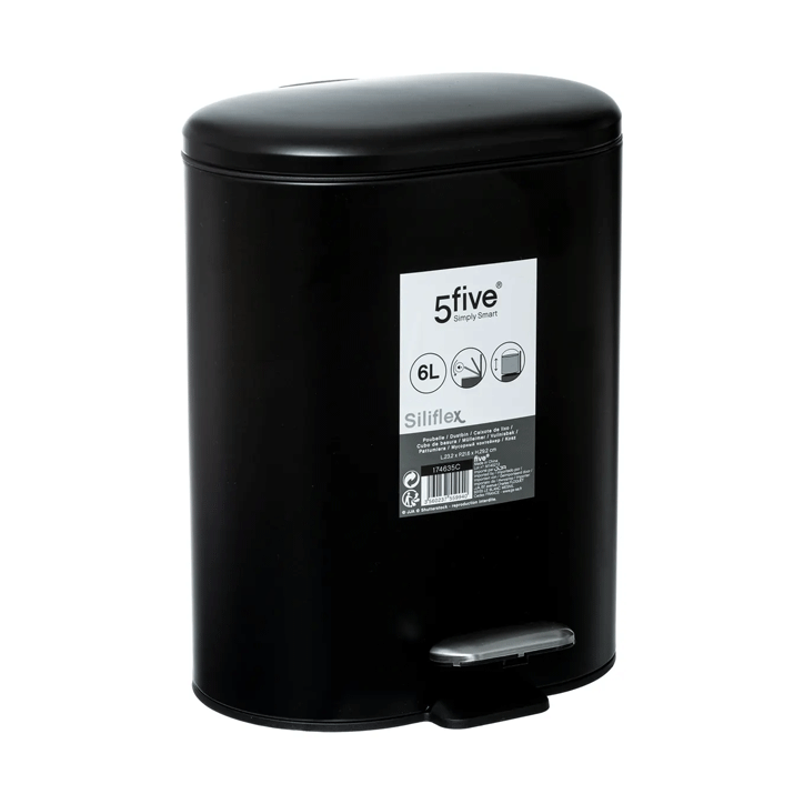DUSTBIN BLACK SILIFLEX SOFTCL 6L