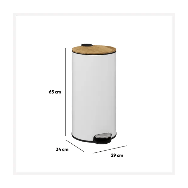 DUSTBIN 30L MODERN WHITE