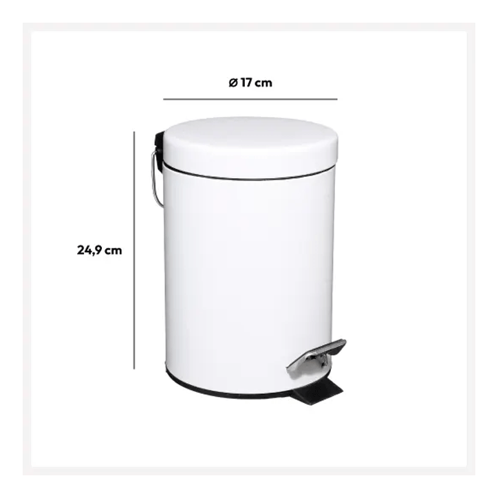 METAL 3L DUSTBIN WHITE