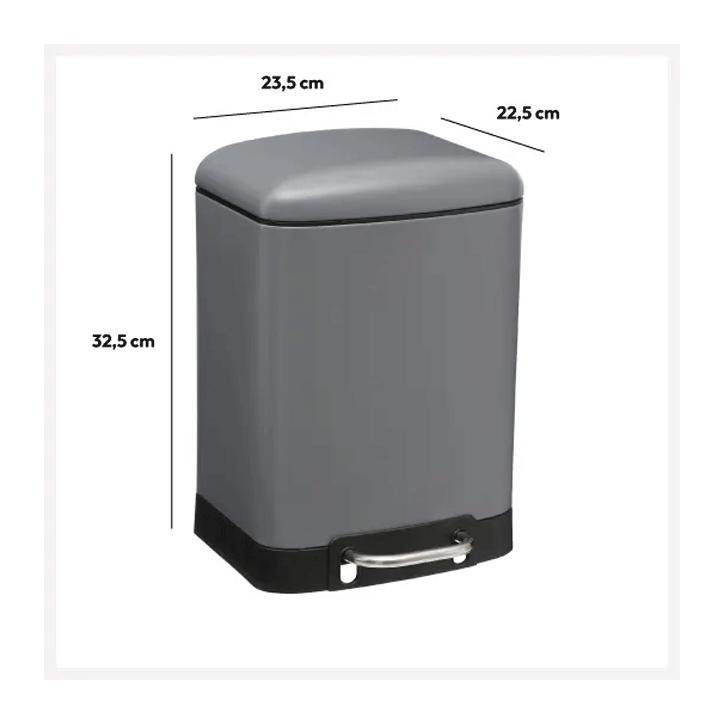DUSTBIN ARIANE GREY SOFTCL 6L