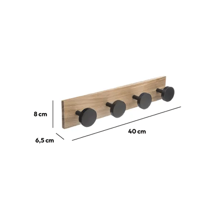 HOOKS WOOD BLACK X4