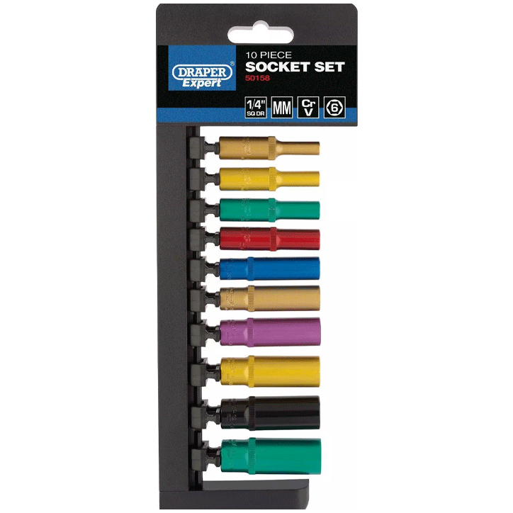 DEEP SOCKET SET 1/4" 6PT 10PCS