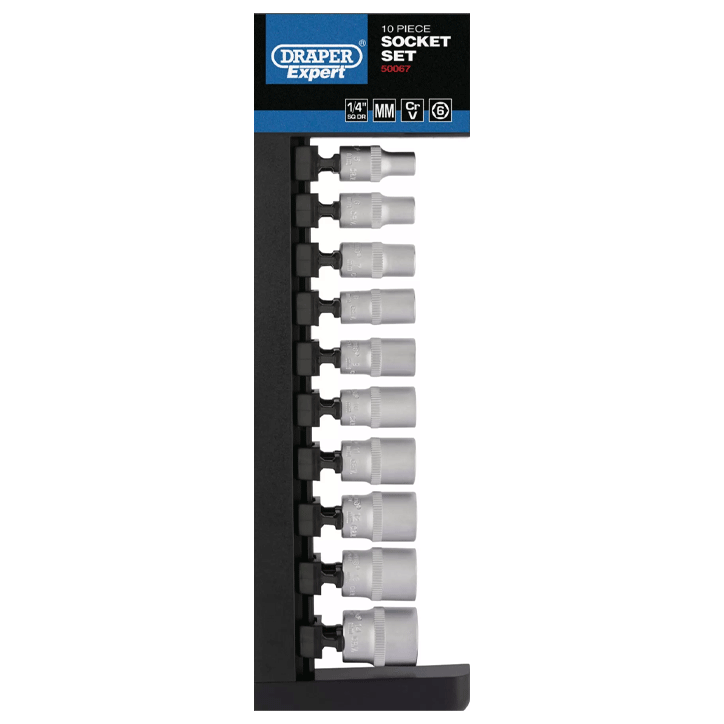 SOCKET RAIL SET 6PT 1/4" 10PCS