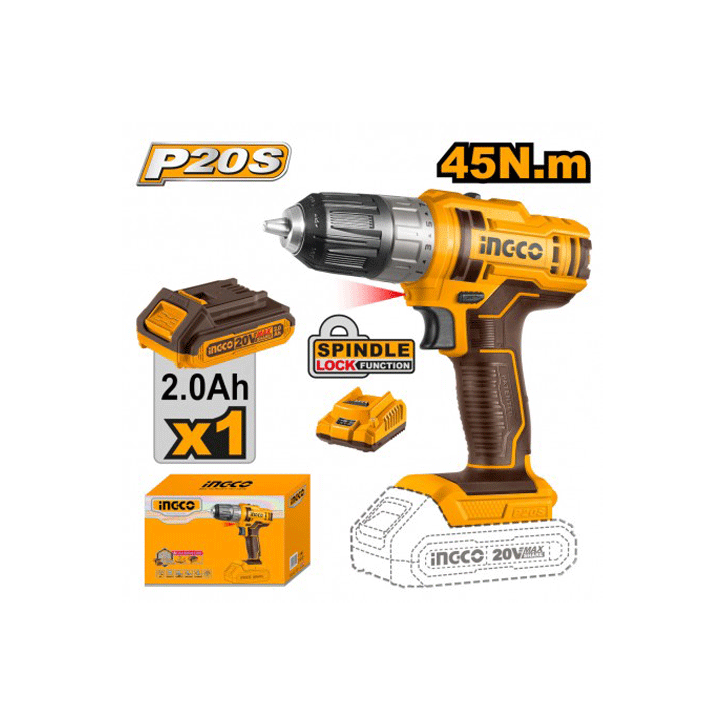 LITHIUM-ION CORDLESS DRILL 20V INGCO