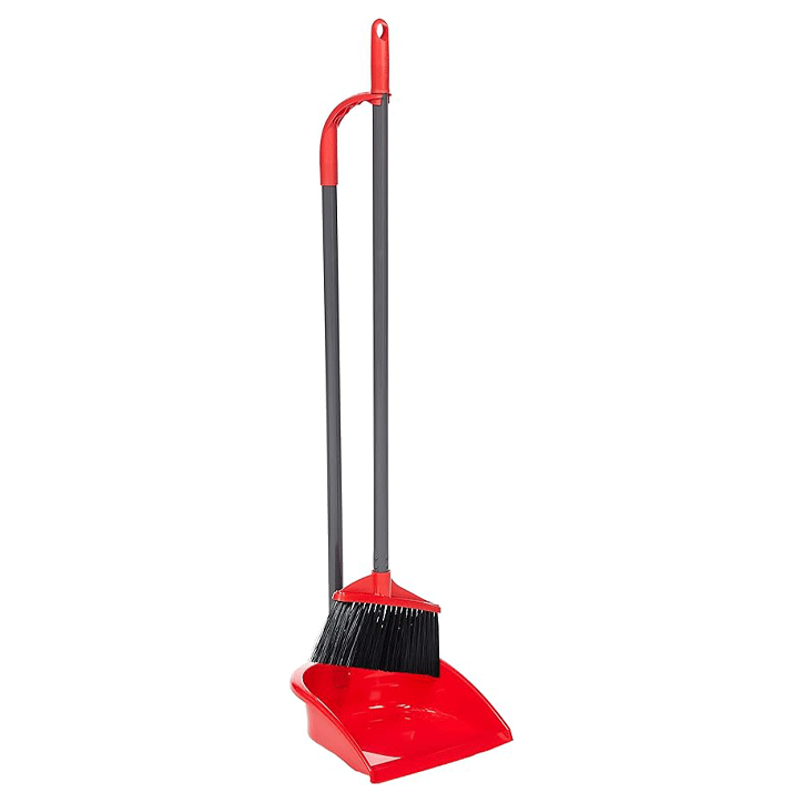 VILEDA LONG HANDLE DUSTPAN WITH BROOM